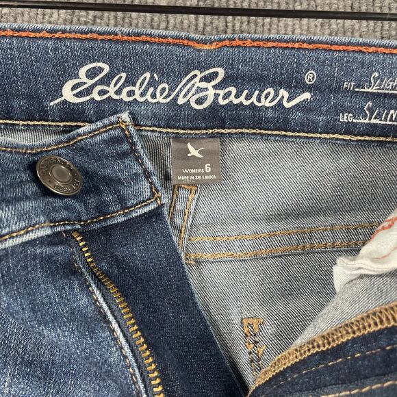 Eddie Bauer Women's Slightly Curvy Jeans Size 6 Slim Fit Blue Straight Leg - Picture 4 of 12